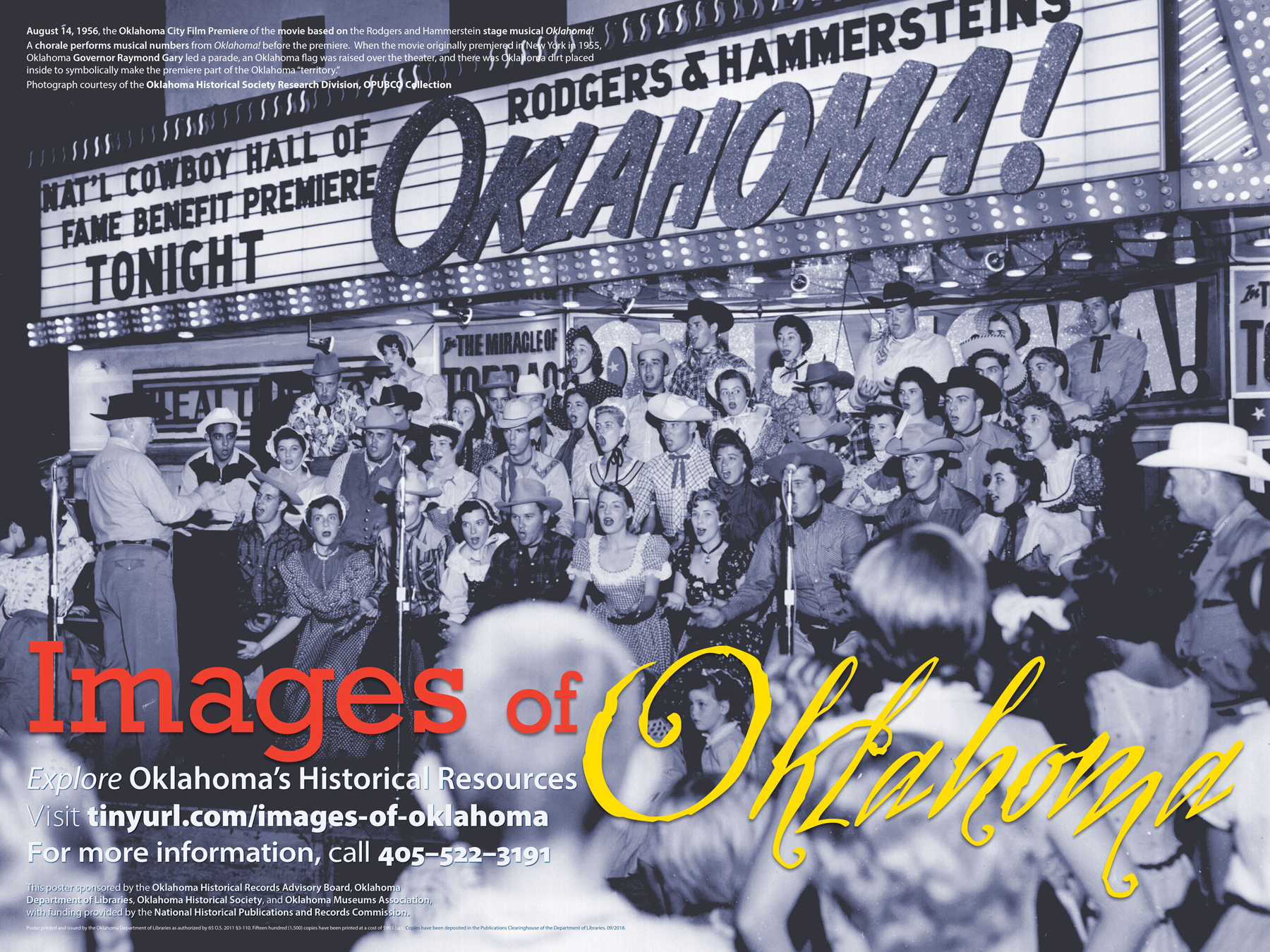 A chorale performing songs from Oklahoma! at the Oklahoma City premiere of the film in 1956.