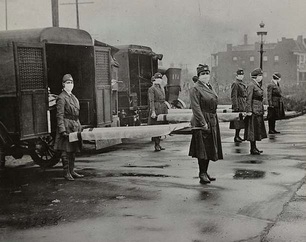 St. Louis Red Cross Motor Corps on duty during the Influenza epidemic