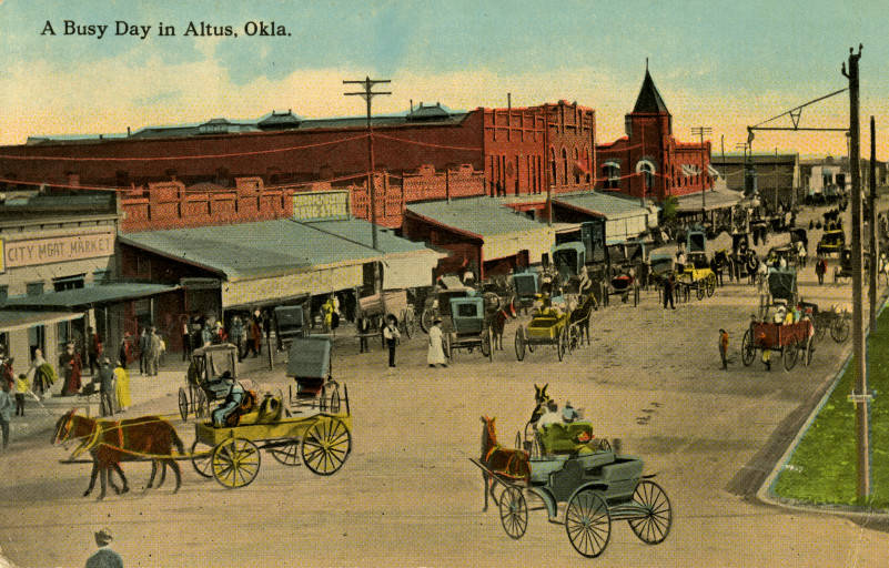 Horses wagons on Main Street